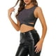 thumbnail image 4 of INSPIRAR CHIC Top Corto Sin Mangas con Brillo de Cuello Redondo y Cruce para Mujeres 3XL Multicolor Negro, 4 of 6