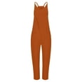 thumbnail image 5 of QATAINLAV Summer Sleeveless Jumpsuits for Women Casual Loose Spaghetti Strap Overalls Basic Solid Wide Leg One Piece Pants with Pockets Summer Savings Orange XL, 5 of 5