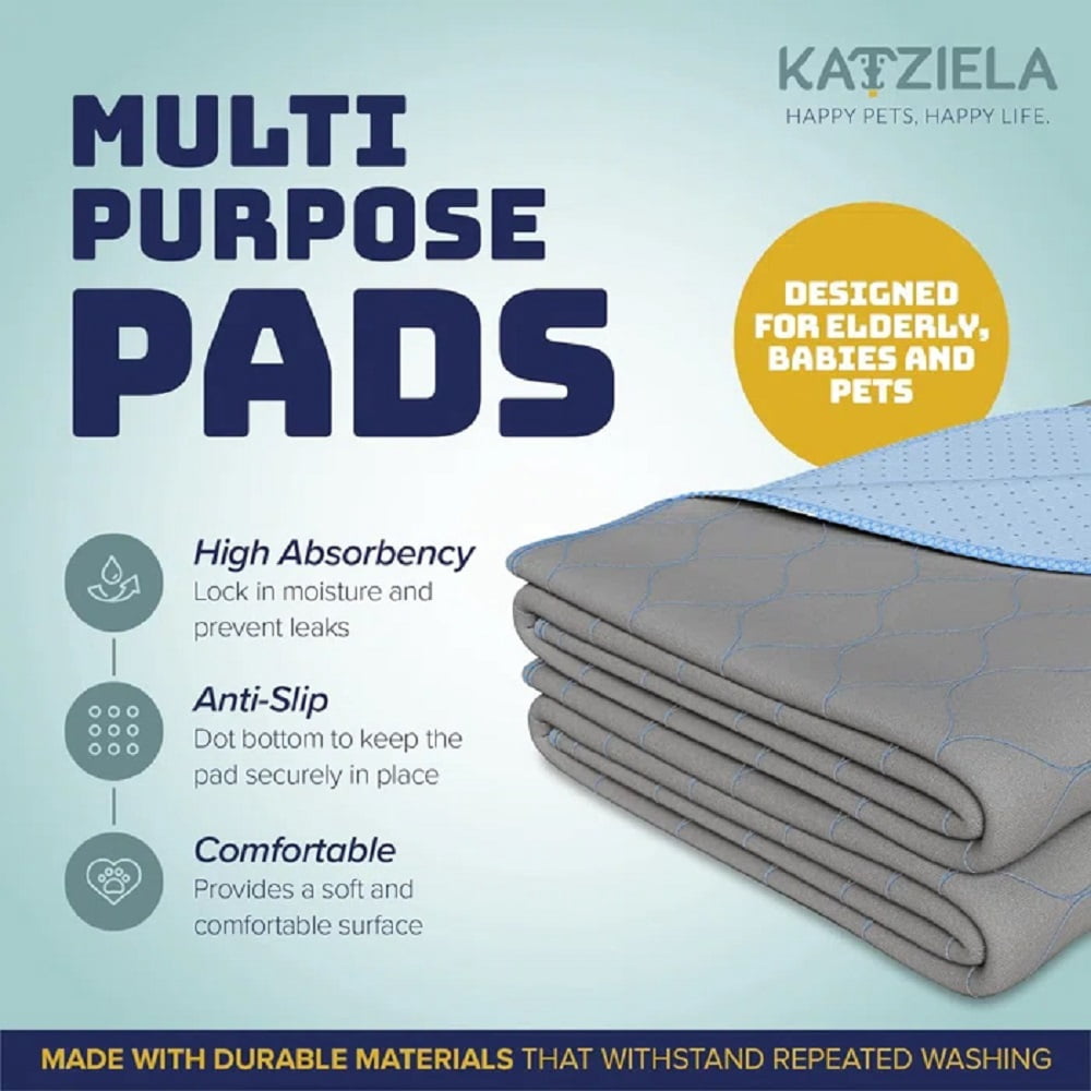 Katziela Washable Pee Pads, Waterproof Reusable Dog Pee Pads for Potty Training