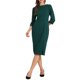 thumbnail image 1 of Vestido de Sheath para mujer INSPIRE CHIC con cuello barco, mangas 3/4, dobladillo dividido, vestido midi para el trabajo en color verde profundo, talla XL, 1 of 6