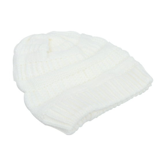 Winter Knitted Cap Crochet Beanie Hat Cold Weather Hat Windproof Ski Cap for Skiing Cycling ( White )