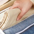 thumbnail image 3 of Juego de 2 organizadores de ropa vaquera, organizador de cajón de mezclilla plegable con compartimento de mezclilla, ideal para guardar camisetas, pantalones (gris, 7 compartimentos 25x, 3 of 4