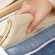 thumbnail image 3 of Juego de 2 organizadores de ropa vaquera, organizador de cajón de mezclilla plegable con compartimento de mezclilla, ideal para guardar camisetas, pantalones (gris, 7 compartimentos 25x, 3 of 4