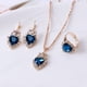 thumbnail image 1 of Nvzi Conjunto de joyas de diamantes de imitación con forma de gota de agua a la moda, collar con colgante de gota de agua retro,conjunto de joyas para madre, novia, boda, azul lago B, 1 of 4