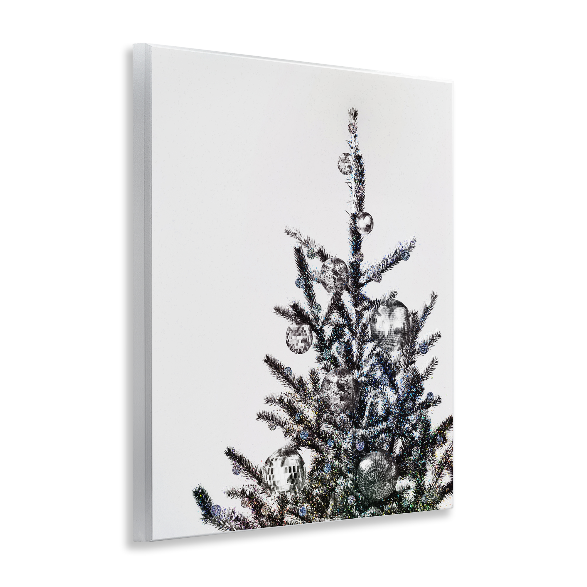 Stupell Industries Christmas Tree Disco Balls Holiday Painting Unframed Art Print Wall Art, 11 x 14