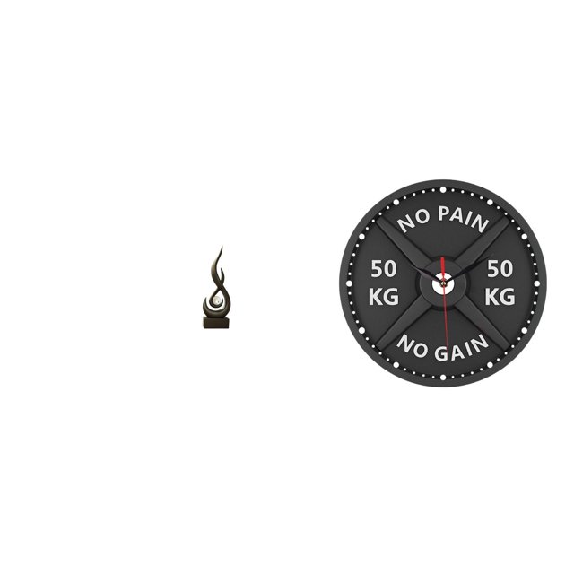 Reloj de pared con escultura abstracta de fuego, estatua de resina, mancuerna de acrílico, adorno silencioso para decoración del hogar, ideal para gim