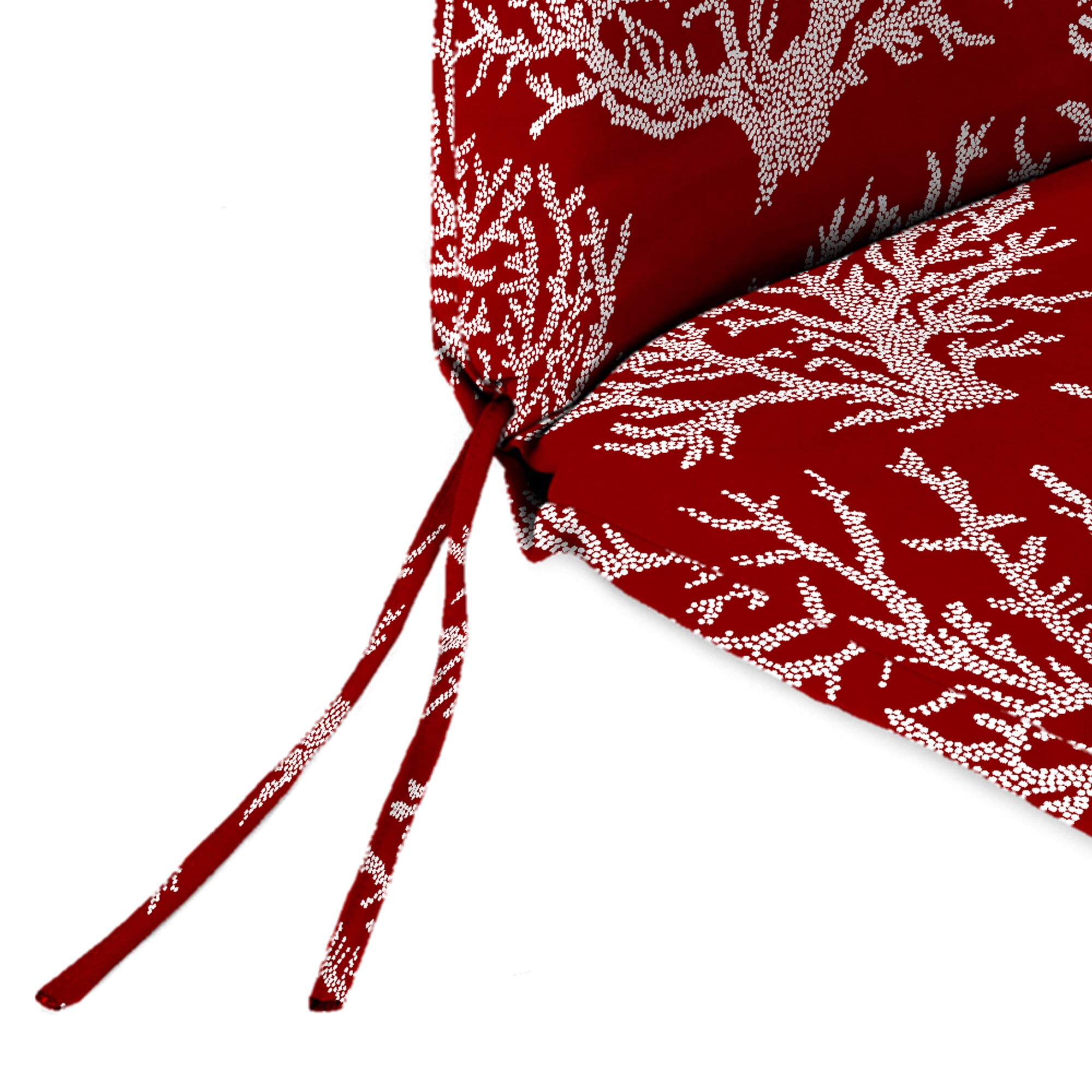 Jordan Manufacturing 44" x 22" Seacoral Red Nautical Rectangular Outdoor Chair Cushion with Ties and Hanger Loop