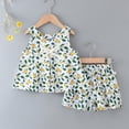 thumbnail image 2 of kpoplk Infant Toddler Baby Girl Summer Clothes Floral Ruffle Sleeve Shirt Dress Tops and Bloomers Shorts Set Cute Outfits Size 3-4 Years,Green, 2 of 4