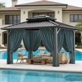 thumbnail image 6 of COBIZI 10x12 Hardtop Gazebo Aluminum Metal Gazebos Galvanized Steel Double Roof Permanent Hardtop Gazebo with Netting and Curtains Aluminum Frame Steel Gazebos for Deck, Lawns and Backyard, Black, 6 of 16