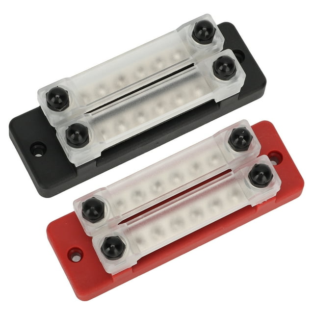 2 uds bloque de distribución de energía negro rojo 12‑48V 150A barra de bus de 6 terminales de doble fila para coches RVs barcos yates camiones