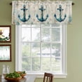 thumbnail image 5 of 2 Panels Nautical Anchor Valance for Windows, Vintage Coastal Summer Beach Coral Light Filtering Kitchen Curtains, Rod Pocket Window Treatment Curtain Valances for Living Room Bedroom, 42"x18", 5 of 9