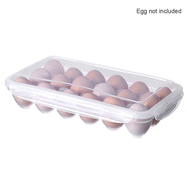 Contenedores de almacenamiento de huevos de plástico de 18 rejillas, caja organizadora para refrigerador, cajón, estuche protector para huevos, Almacenamiento y organización del hogar 18 celdas Cateissary HA005023-02