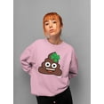 thumbnail image 2 of Lucky Poo Emoji - Fun Clover Charm Design Women's Sweatshirt, 2 of 4