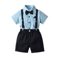 thumbnail image 2 of Odeerbi 2025 Boys Gentlemen's Clothing Summer Short Sleeve Top Bib Shorts Tie Four-piece Set, 2 of 9