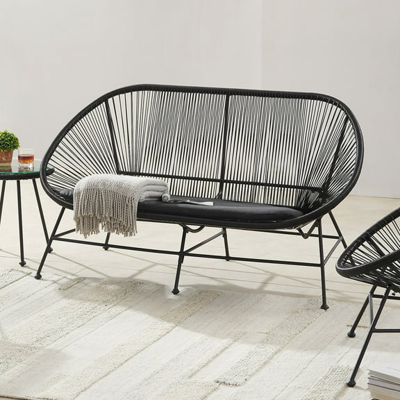 Linon Millie Outdoor Loveseat, Black