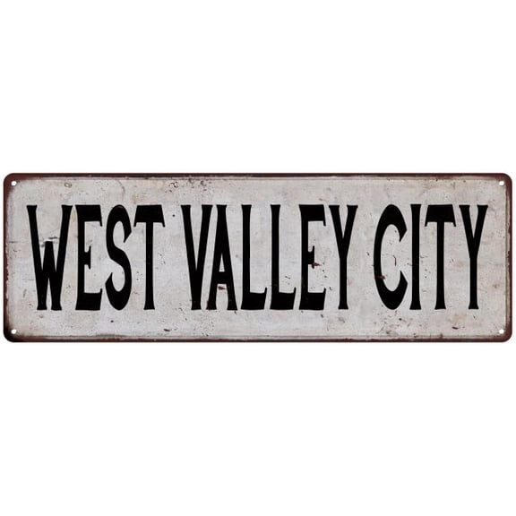 WEST VALLEY CITY Vintage Look Rustic Metal City State Sign 8 x 24 Matte Finish Metal 108240041395
