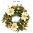thumbnail image 4 of Festisoul 16'' Christmas Wreath for Front Door, Xmas Door Wreath with Balls, Artificial Poinsettia Flowers, Berries & Pine Cones for Fireplace Wall Window Christmas Decoration, Gold, 4 of 7
