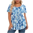 thumbnail image 2 of Yourumao Women's Plus Size Tops Crewneck Pleated Front Short Sleeve Blouses Graphic Loose Summer Casual Top for Going Out, 2 of 6