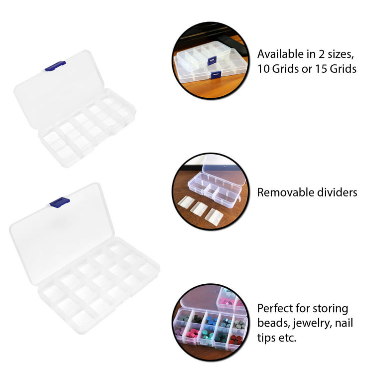  Opret Jewelry Organizer(4 Pack), SMALL Transparent Plastic Bead  Organizers(15 Grids)