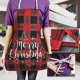 thumbnail image 4 of CHAO Delantal de Navidad Delantal de cocina rojo Campana de Feliz Navidad Estilo clásico a cuadros Protege tu ropa Delantal, 4 of 5