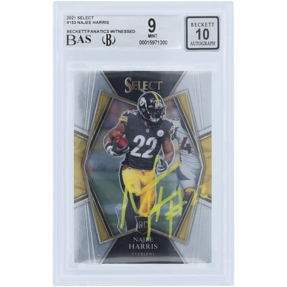 Najee Harris Pittsburgh Steelers Autographed 2021 Panini Select #153 Beckett Fanatics Witnessed Authenticated 9/10 Rookie Card - Fanatics Authentic Certified
