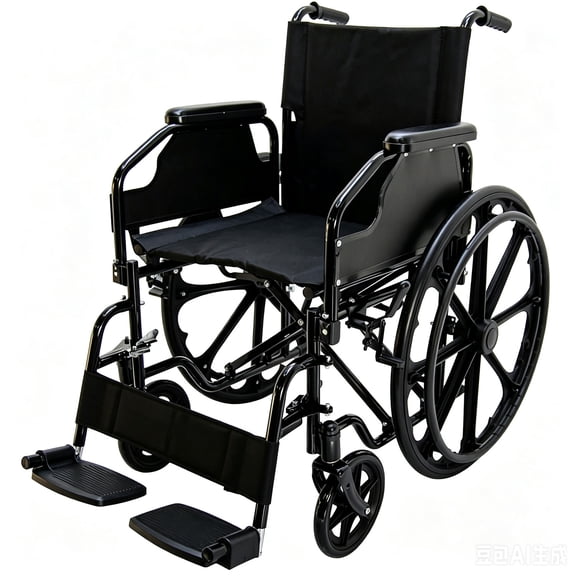 Memoryfield Folding Transport Wheelchair for Adults, with 18" Wide Seat, Locking Handbrakes Travel Wheelchair, Supports 220 lbs, Black