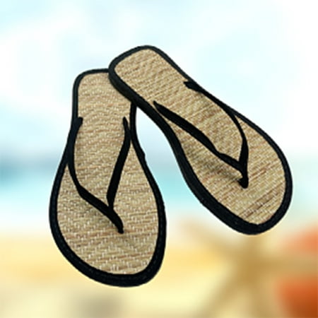 

Women Flat Slippers Comfortable Non-Slip Sandals Silent Bamboo Rattan Flip Flop