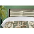 thumbnail image 2 of Ambesonne Sage Duvet Cover Set, Neutral Chrysanthemums Stripes, King, Pale Tan and Reseda Green, 2 of 4