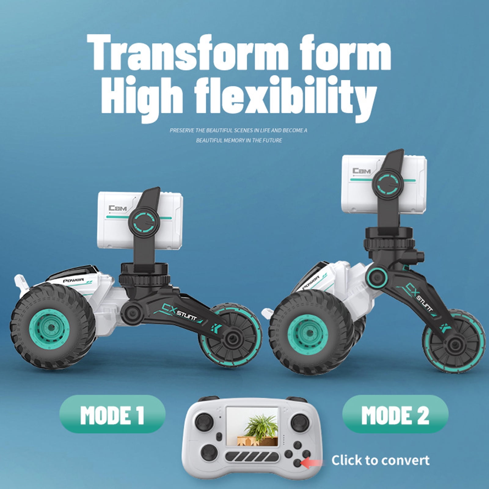 Koiauber Remote Control Car with 720P Real Time Video Camera Off-Road Truck Photography RC Vehicle Toy Birthday Christmas Gift