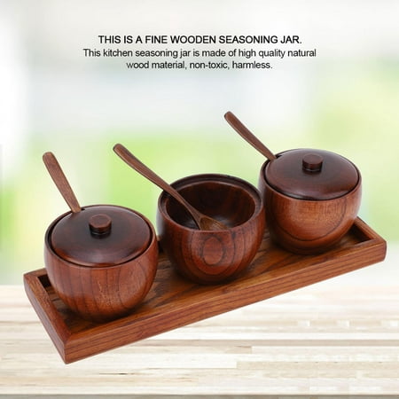 

Cergrey Kitchen Cruet Seasoning Pots Wood Spice Jar Wood For Coffee Sugar Seasoning Pot Salt