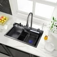 thumbnail image 4 of Flylapdo Kitchen Sink Workstation Deep Single Bowl Kitchen Sink Deep Single Bowl Sink Drop In Sink Stainless Steel Sink Faucet Included For Bar Kitchen Use attractive, 4 of 9