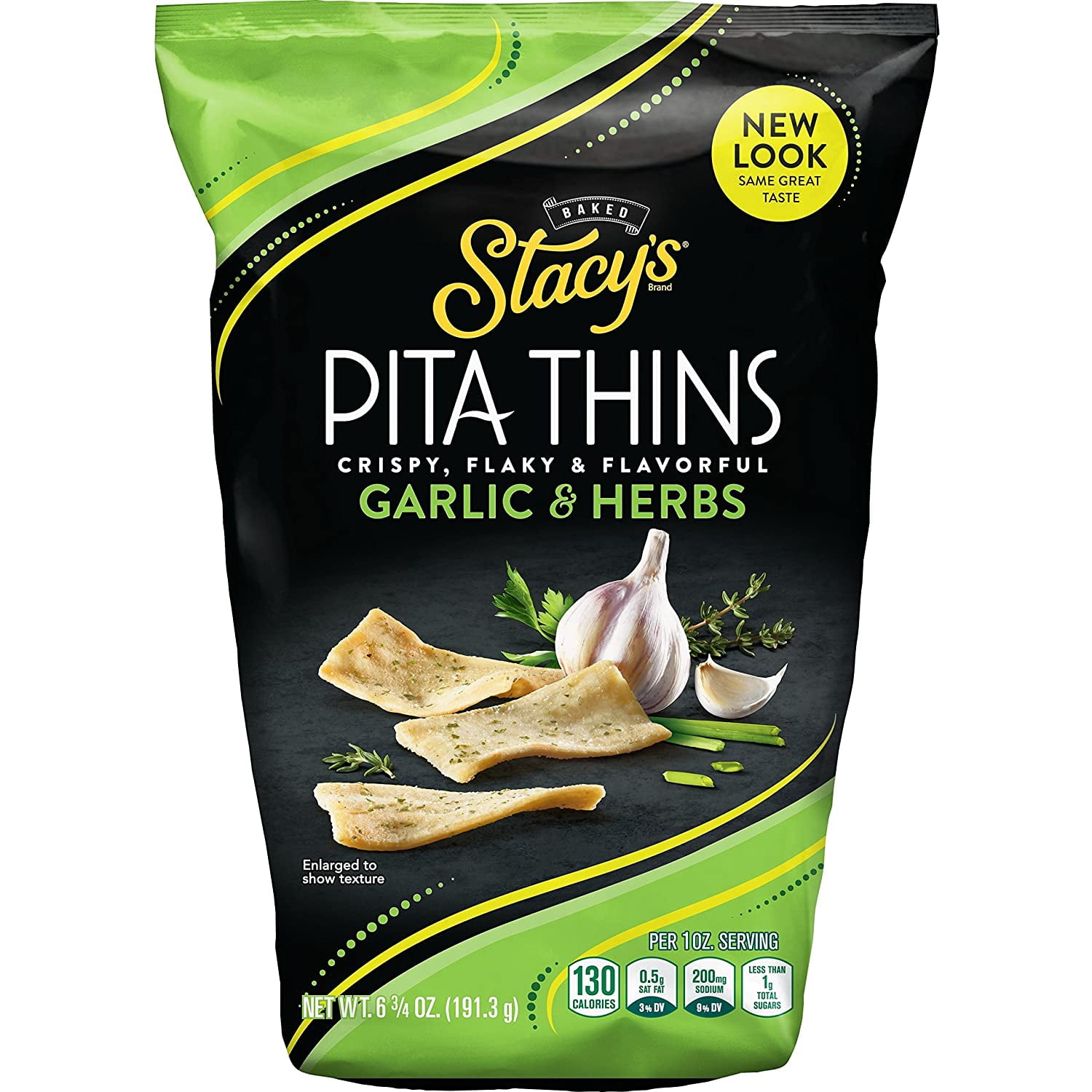 Stacys Garlic & Herb Flavored Pita Thins, 6.7 Ounce (Pack of 8