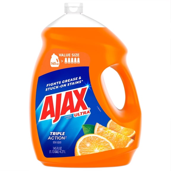 Ajax Ultra Triple Action Dishwashing Liquid Dish Soap, Orange Scent, 145 Fluid Ounce