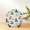 thumbnail image 6 of Picia Dinosaur (2) Pattern Bone China Decorative Plate – Wall Decor with Stand and Adhesive, Elegant Ornament for Living Room, Office, or Entryway-7in, 6 of 6