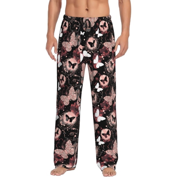 Balery Butterflies1 Pantalones de pijama para hombre, pijama ultraligero, pantalón de descanso-Large