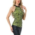 thumbnail image 4 of INSPIRAR CHIC Top de Mujer con Cuello Halter Sin Mangas Ajustado y Elástico para Fiesta Top Arrugado M Verde-Serpiente, 4 of 5