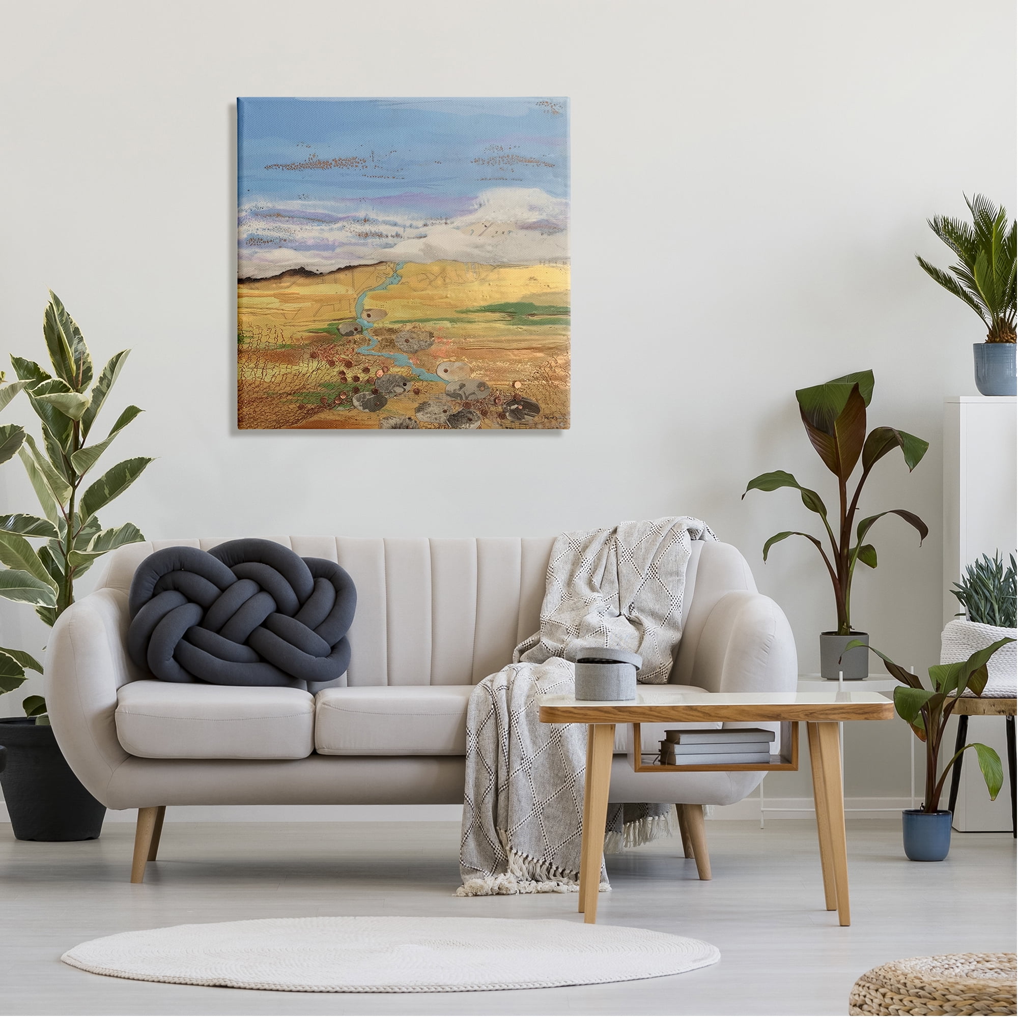 Stupell Industries Vast Grassland Stream Collage Puffy Cloud Sky Painting Gallery Wrapped Canvas Print Wall Art, Design by Stacy Gresell