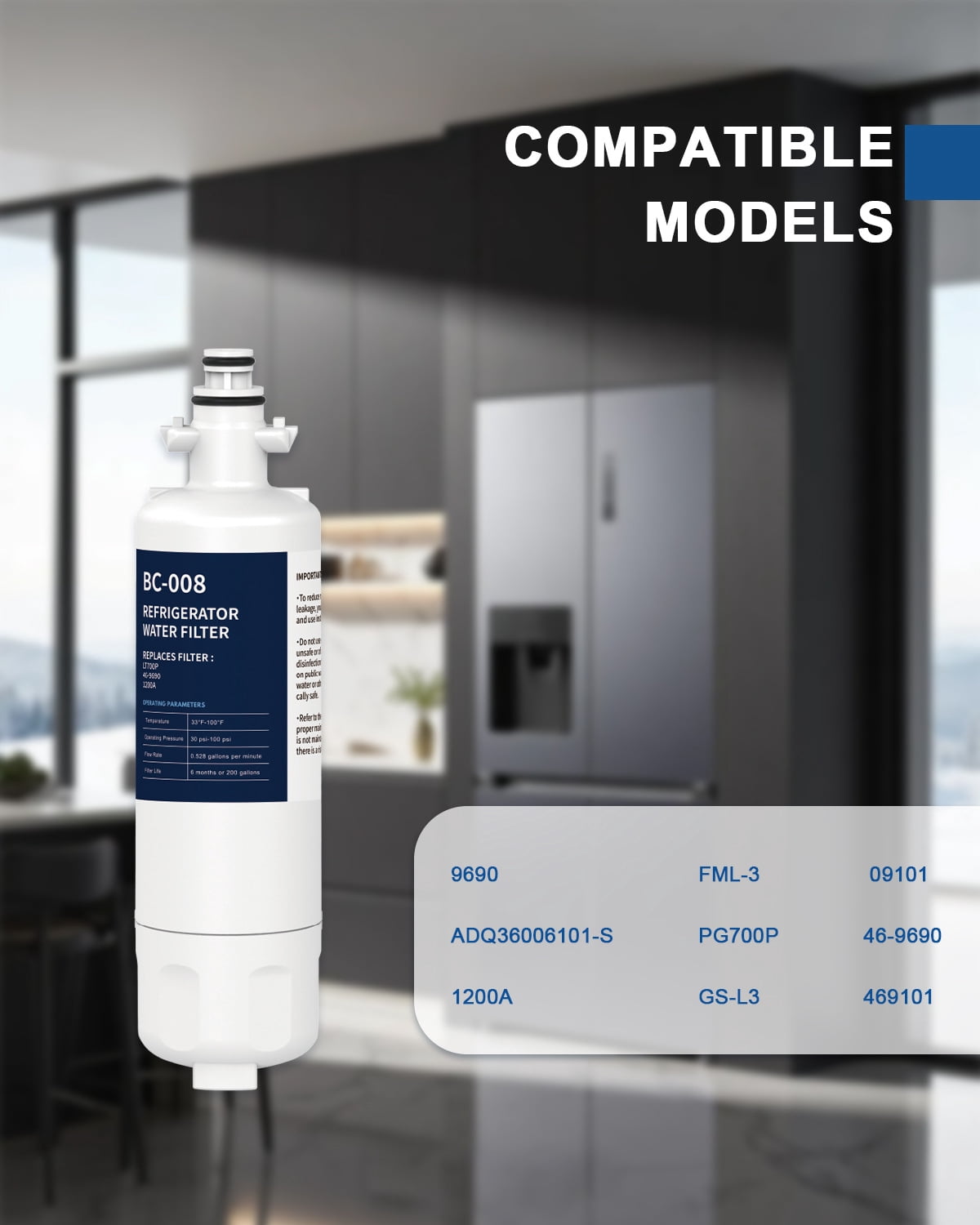 DAYEAR Refrigerator Water Filter Replacement 2 Pack 9690 for kenmore Elite 469690 LT700P RFC 1200A ADQ36006102 ADQ36006101 LFX28968ST RWF1052 RWF1200A LFXS29626S LFXS30766S LFX31925ST LFX31945ST