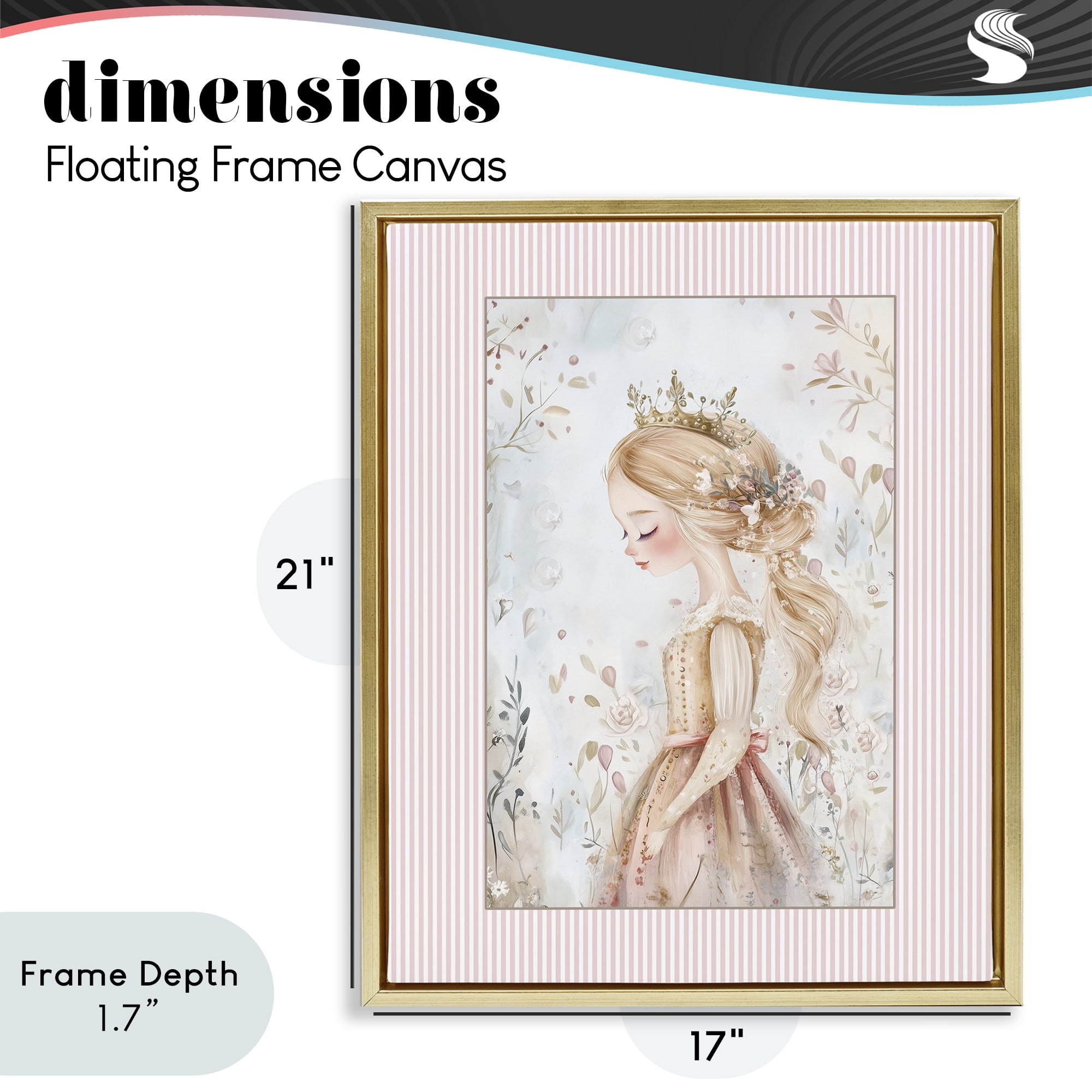 Stupell Industries Enchanted Dreams Princess Gold Framed Floater Canvas Wall Art, design by Christine Simpson Art