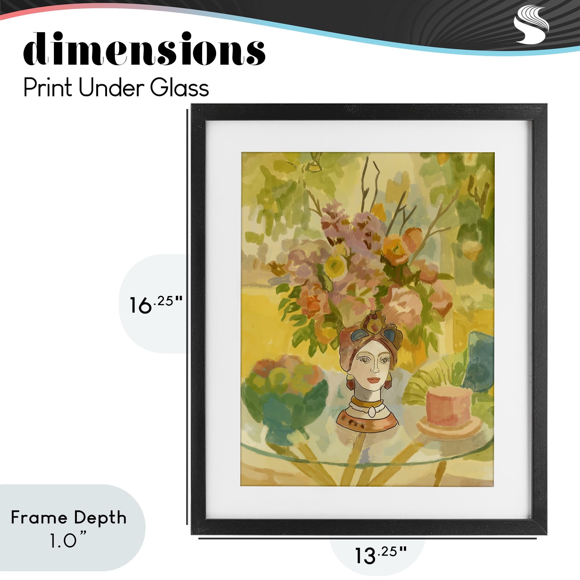 Stupell Industries Flower Head Vase Black Framed Print Under Glass, design by Amelia Noyes