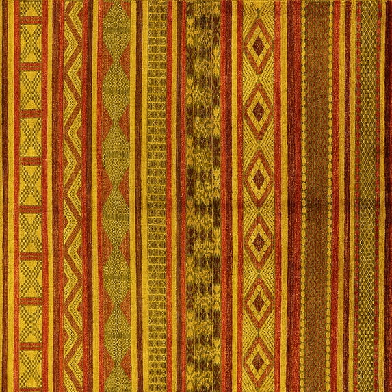 Ahgly Company Indoor Square Oriental Yellow Industrial Area Rugs, 3' Square