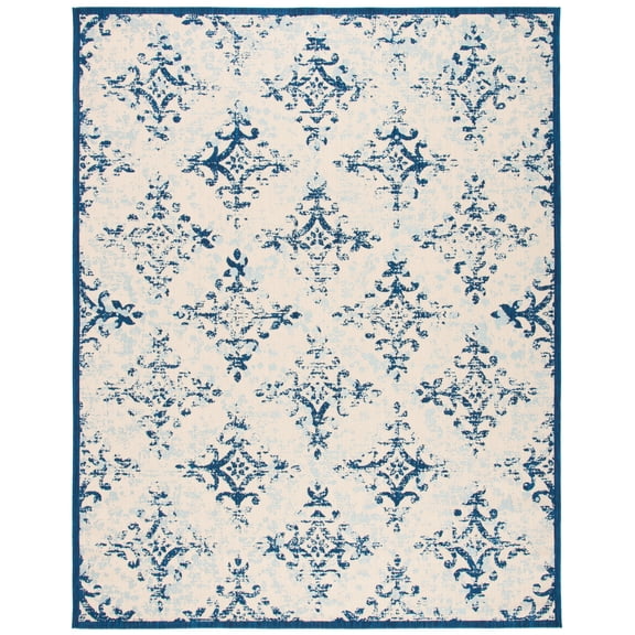 Safavieh Courtyard Duana Geometric Indoor/Outdoor Area Rug, Ivory/Navy, 8' x 10'