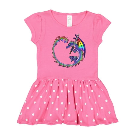 

Inktastic Rainbow Dragon with Sword Gift Toddler Girl Dress