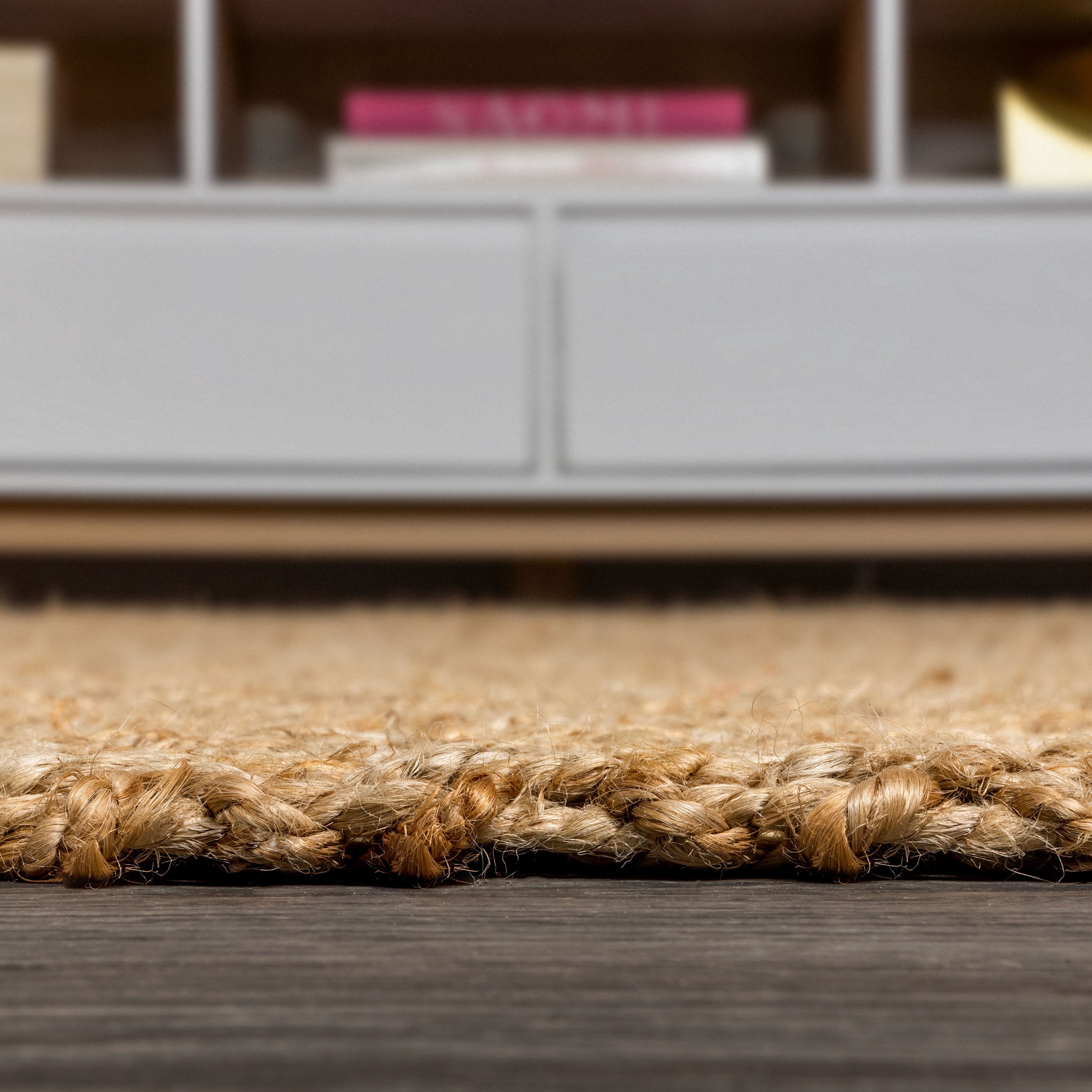 JONATHAN Y NATURAL FIBER 4 x 6 Area Rug, Espina Hand Woven Herringbone Chunky Jute - Natural, NFR101A-4