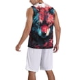 thumbnail image 2 of Naloa Red Flame Wolf Head Basketball Jersey Reversible Men's Mesh Athletic Sports Shirts Training Practice S-4XLX-Large, 2 of 6