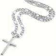 thumbnail image 2 of [Stainless Steel] Stainless Steel Men's Cross Necklace | Stainless Steel | Silvery/black/golden Cross Pendant | Simple Jewelry Gift,Golden, 2 of 7