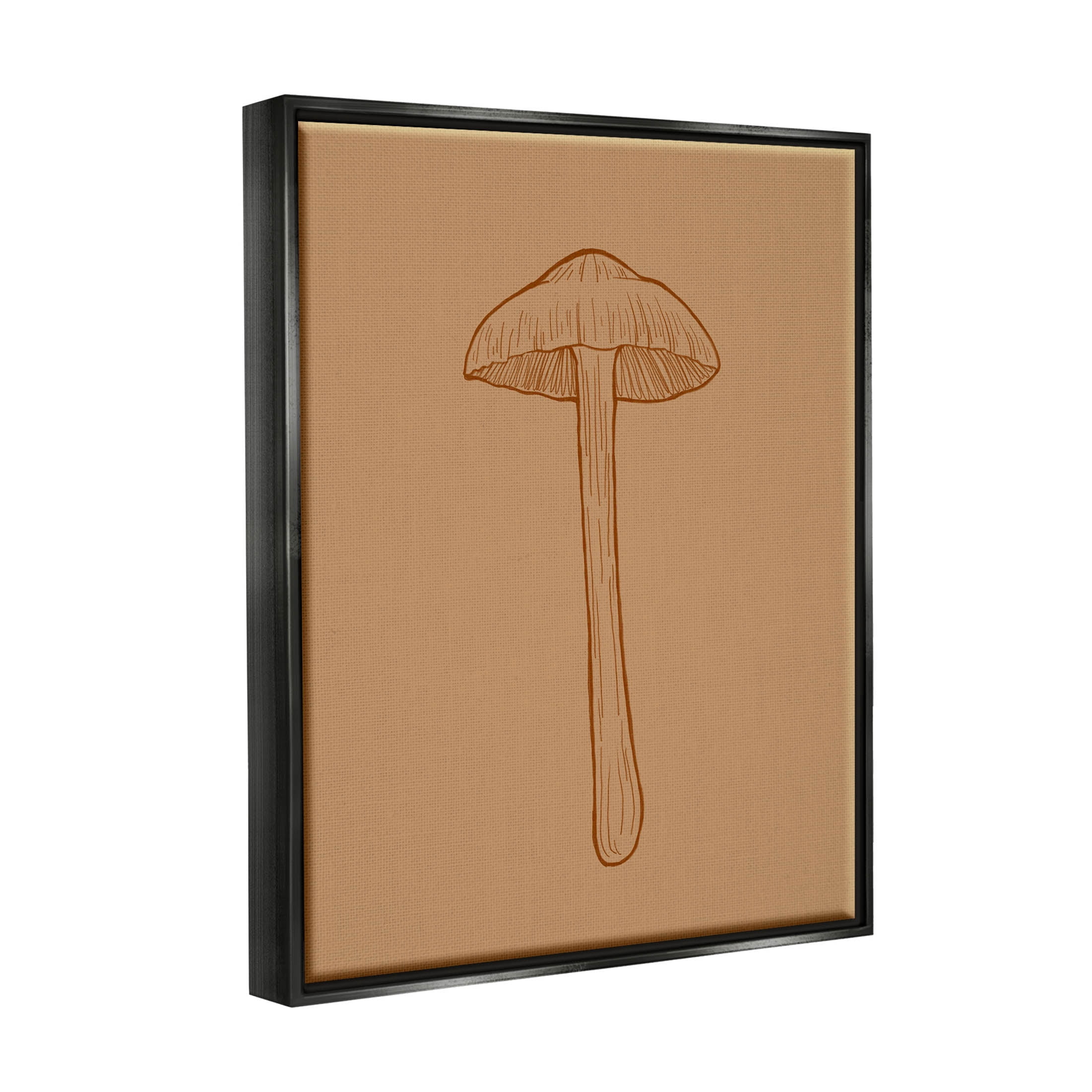 Stupell Industries Botanical Mushroom Outline Nature Graphic Art Jet Black Floating Framed Canvas Print Wall Art, Design by Ziwei Li