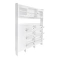 thumbnail image 6 of MAYEERTY Multifunctional Tipping Bucket Shoe Cabinet with Storage Shelf 6 Flip Drawers Large Hall Tree Tempered Glass Doors White, 6 of 21