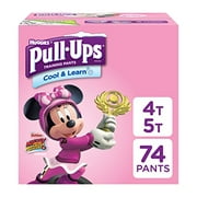 Angle View: Pull-Ups Cool & Learn, 4T-5T (38-50 Pound),74 Count,Potty Training Pants for Girls, Disposable Potty Training Pants for Toddler Girls (Packaging May Vary)