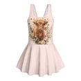 thumbnail image 4 of COEQINE Girls One Piece Swimsuit with Skirt Sleeveless Cute Skirted Bathing Suit Hawaiian Swimwear for Kids 3-4 Years, Summer Swim Dress for Water Play, Highland Cow Floral Pink, 4 of 8